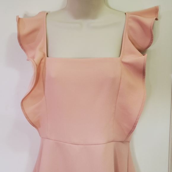 BCBG GENERATION Peach Pink Square Neck Ruffle Mini Dress, Size 6 - Picture 14 of 16